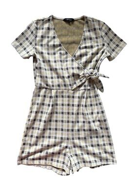 Plaid Yellow Wrap-Front Mini Dress